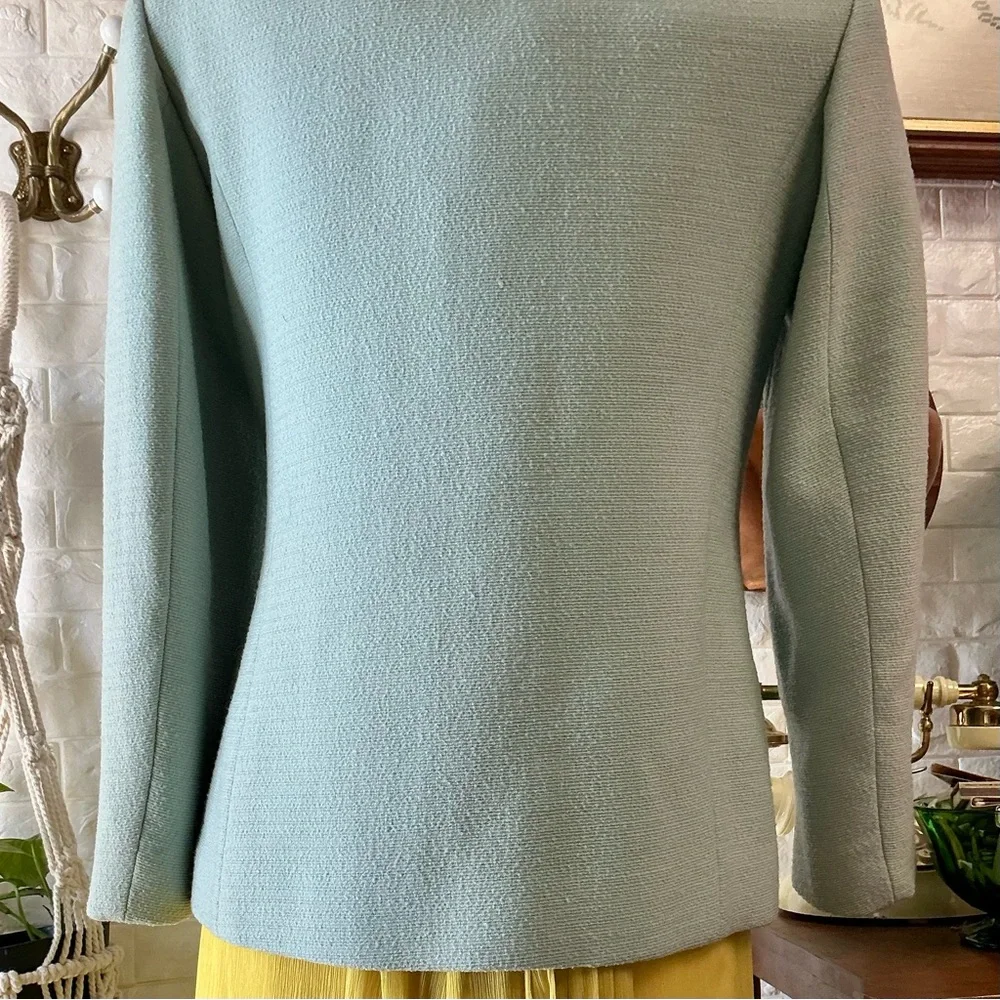 Vintage 1960 Blue Fur Collar Mod Side Button Jacket - Picture 9 of 13